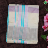 Multi Color Checked Design Silver Zari Diamond Butta Border 9*5 Pure Silk Dhoti Vesti