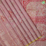 Pink silver gold zari floral meena work design self silver gold zari fancy floral border tissue silk saree