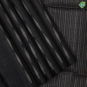 Black with silver zari micro checks and diamond shape borderless grand pallu soft silk saree