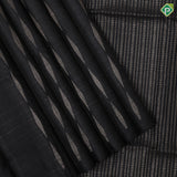 Black with silver zari micro checks and diamond shape borderless grand pallu soft silk saree