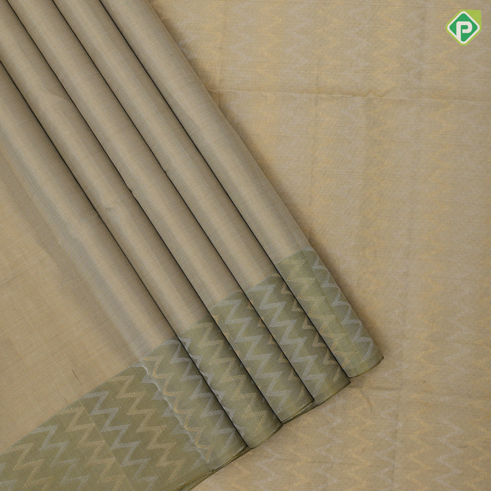 Mint green gold zari by zari tissue weaved design sage green plain border grand pallu soft silk saree