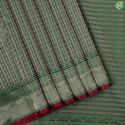 Forest green Gold Zari self designed Stripes design self gold zari red edge border trendy designer silk saree