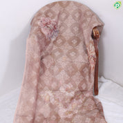 Onion Pink Floral with fancy cut work design edge border fancy cotton saree