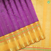 Rani Pink Checked Line Small Motifs And Peacock Design Border Traditional Silk Saree