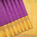 Rani Pink Checked Line Small Motifs And Peacock Design Border Traditional Silk Saree