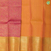 Pink gold zari grand floral design yellow gold zari border pattu paavadai lehanka