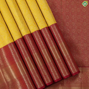 Mango Yellow Grand Contrast Red Border Exclusive Bridal Silk Saree