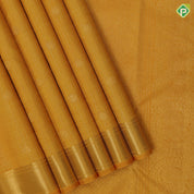 Golden mustard gold zari vairaoosi zari kattam buta self gold zari mayilkan border traditional silk saree