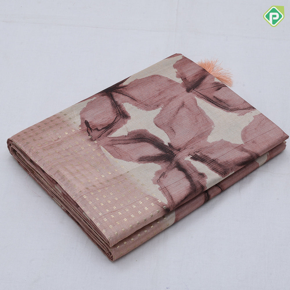 Fancy big floral design self gold zari buttons border fancy cotton saree