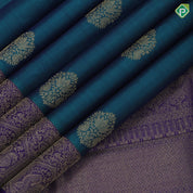 Bottle green gold zari leaf design self gold zari mango butta border gift silk saree