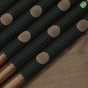 Bottle Green Gold Zari Vairaoosi Lines Chagara Design Self Colour Ruthracham Mayilkan Border Design Traditional Silk Saree