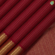 Chilly Red Gold Zari Vairaoosi Checks Self Colour Bavanji Border Design Traditional Silk Saree