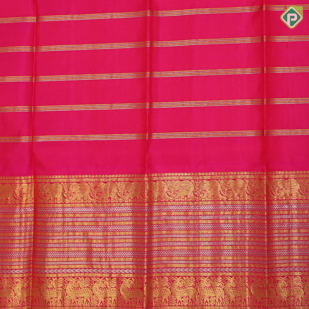 Chilly red silver gold zari checks and annam chakkaram butta rani pink silver gold zari velthari lines pattu paavadai