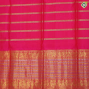 Chilly red silver gold zari checks and annam chakkaram butta rani pink silver gold zari velthari lines pattu paavadai