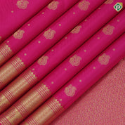 Rose pink gold zari peacock beads lines design self gold zari mayilkan flower butta border gift silk saree