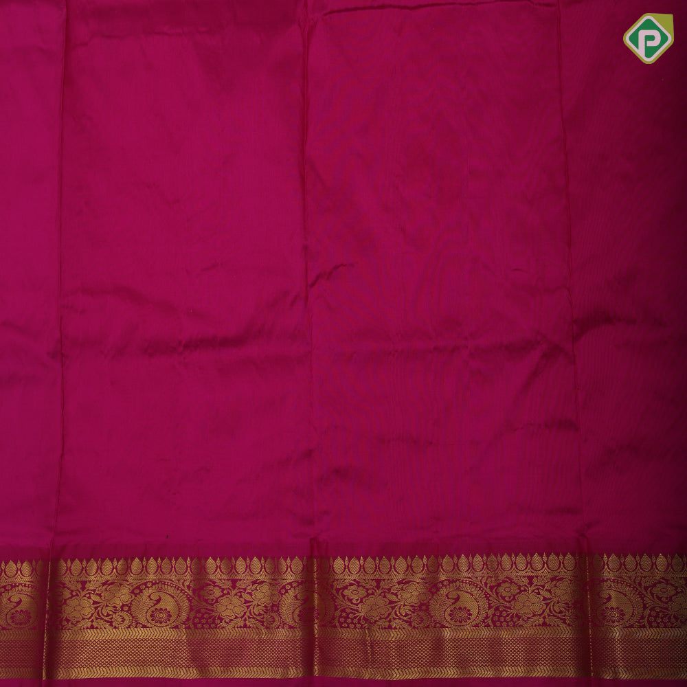 Multi color stripes and gold zari floral design contrast color gold zari creeper border pattu paavadai thavani 3 in 1 set