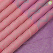Light pink multi color thread work zig zag design self gold zari big fancy floral butta motifs border trendy designer silk saree