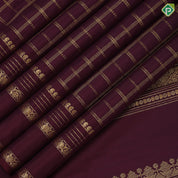 Plum burgundy gold zari checks window panel design self gold zari reta pett border traditional silk saree