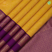 Mango gold zari multi designed shapes Purple gold zari peacock lines retta pattai border grand silk saree