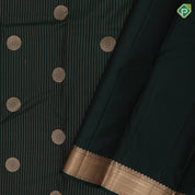 Bottle Green Gold Zari Vairaoosi Lines Chagara Design Self Colour Ruthracham Mayilkan Border Design Traditional Silk Saree