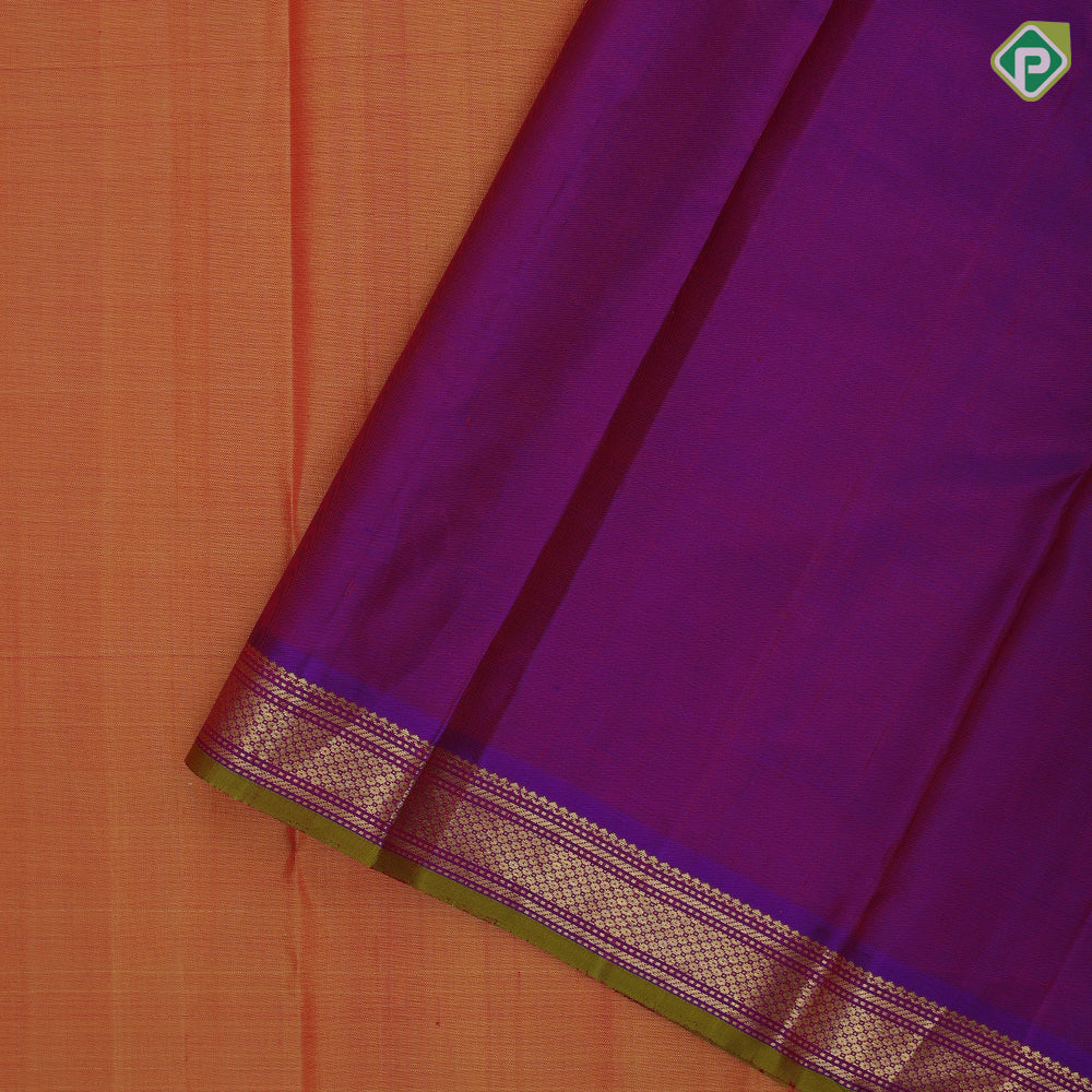 Mango yellow full body plain weaved purple with gold zari edge border vintage traditional silk saree
