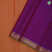 Mango yellow full body plain weaved purple with gold zari edge border vintage traditional silk saree