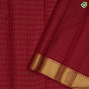 Chilly Red Gold Zari Vairaoosi Checks Self Colour Bavanji Border Design Traditional Silk Saree