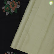 Luxury black with multi color zari flower bunch butta design borderless luxury black silk saree