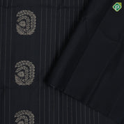 Black with silver gold zari rounded leaves design self gold zari border black special soft silk saree