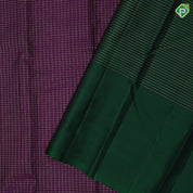Purple Gold Zari Vairaoosi Checks Bottle Green Peacock Chagaram Motif Border Design Traditional Silk Saree