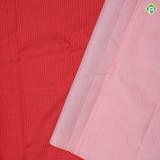 Tomato red cream white checked design Self color gold zari turning border traditional silk saree