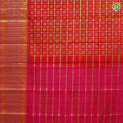 Chilly red silver gold zari checks and annam chakkaram butta rani pink silver gold zari velthari lines pattu paavadai