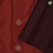 Rust orange gold zari double parrot thilagam design syrup brown gold zari peacock arch banaras style border gift silk saree