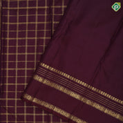 Plum burgundy gold zari checks window panel design self gold zari reta pett border traditional silk saree