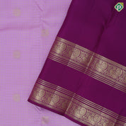Lavender with gold zari vairaoosi checks butta design self gold zari retta pett border traditional silk saree