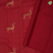 Maroon red gold zari wild deer butta design borderless pallu wild effect weaved design signature silk saree
