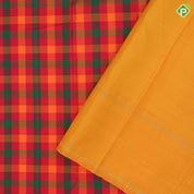 Brighten multi color checks design mango yellow gold zari retta pett border paalum pazhamum traditional silk saree