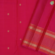 Dual shade pink gold zari small annam rudraksham butta self gold zari thread work multi lines border traditional silk saree