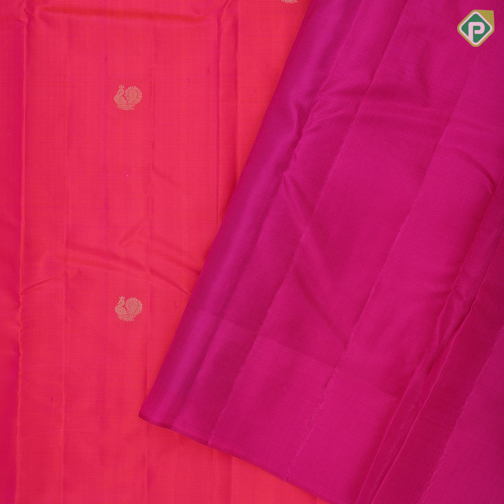 reddish pink gold zari peacock butta design rose pink gold zari banaras design border gift silk saree