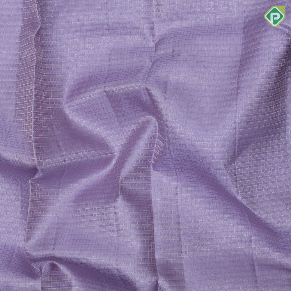 Lavender gold zari checked window panel contrast bule and gold Bharatanatyam butta traditional silk saree