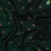 Dark green gold zari flowers butta design peach pink gold zari paithani work border and pallu design banaras style silk saree