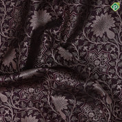 Walnut copper zari meena work grand creeper design rose pink silver zari peacock butta lines border grand bridal silk saree