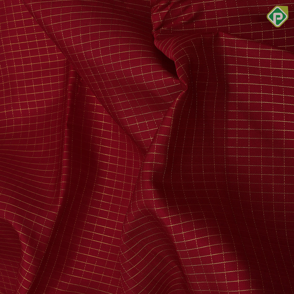 Chilly Red Gold Zari Vairaoosi Checks Self Colour Bavanji Border Design Traditional Silk Saree