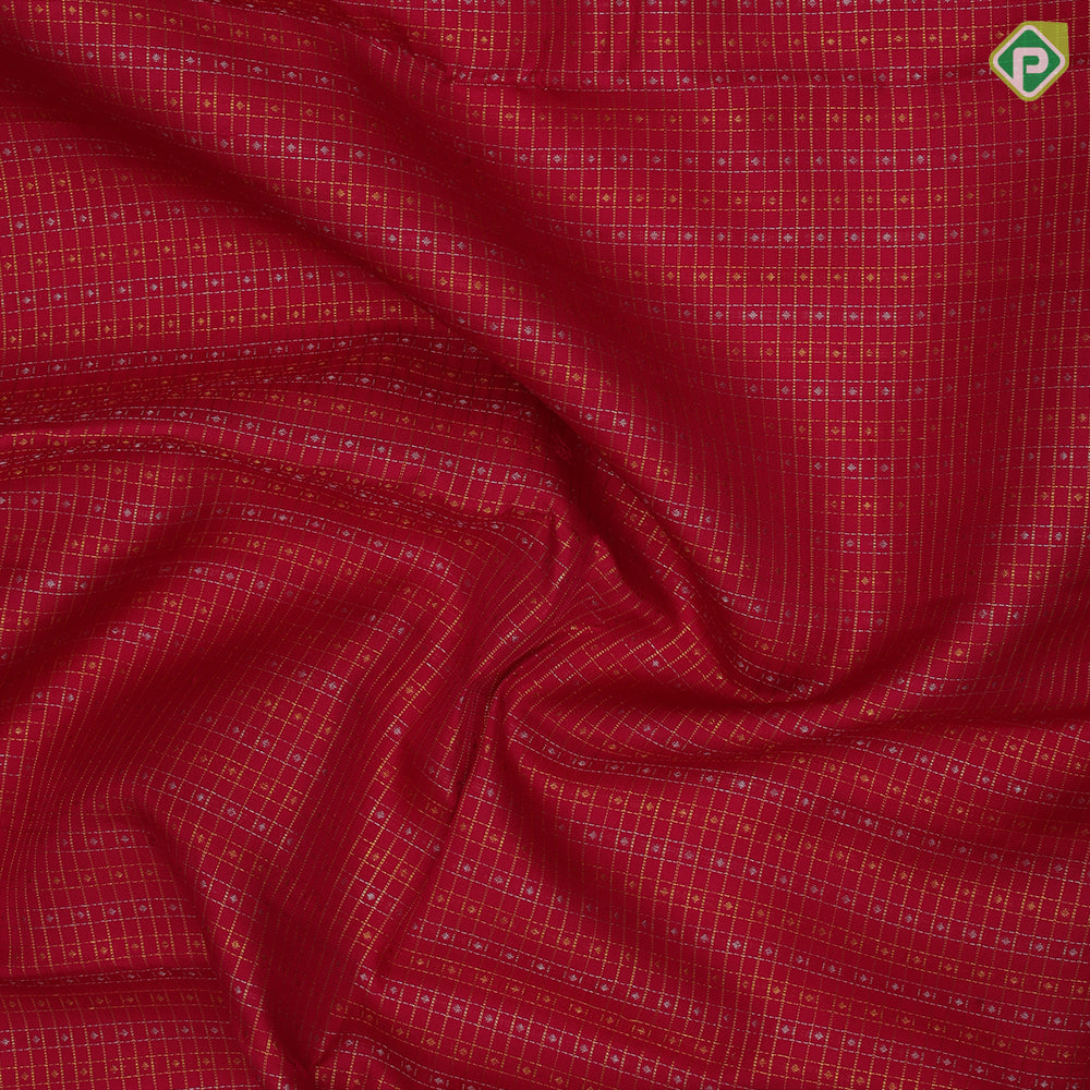 Reddish pink silver gold zari micro diamond checks pale pink gold zari retta pattai border traditional silk saree