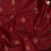 Cherry red gold zari thilagam butta vairaoosi self gold zari diamond design border koorai silk saree