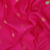 Rose pink gold zari peacock beads lines design self gold zari mayilkan flower butta border gift silk saree