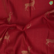 Maroon red gold zari wild deer butta design borderless pallu wild effect weaved design signature silk saree