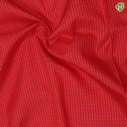 Tomato red cream white checked design Self color gold zari turning border traditional silk saree