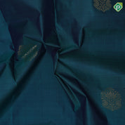 Bottle green gold zari leaf design self gold zari mango butta border gift silk saree