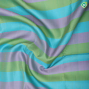Multi color Lines self designed checked design Peacock blue gold zari temple green edge border silk saree